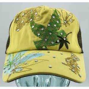 NWT Christian Audigier Rhinestone‎ Stoner Trucker Cap Mesh Snapback MSRP $138